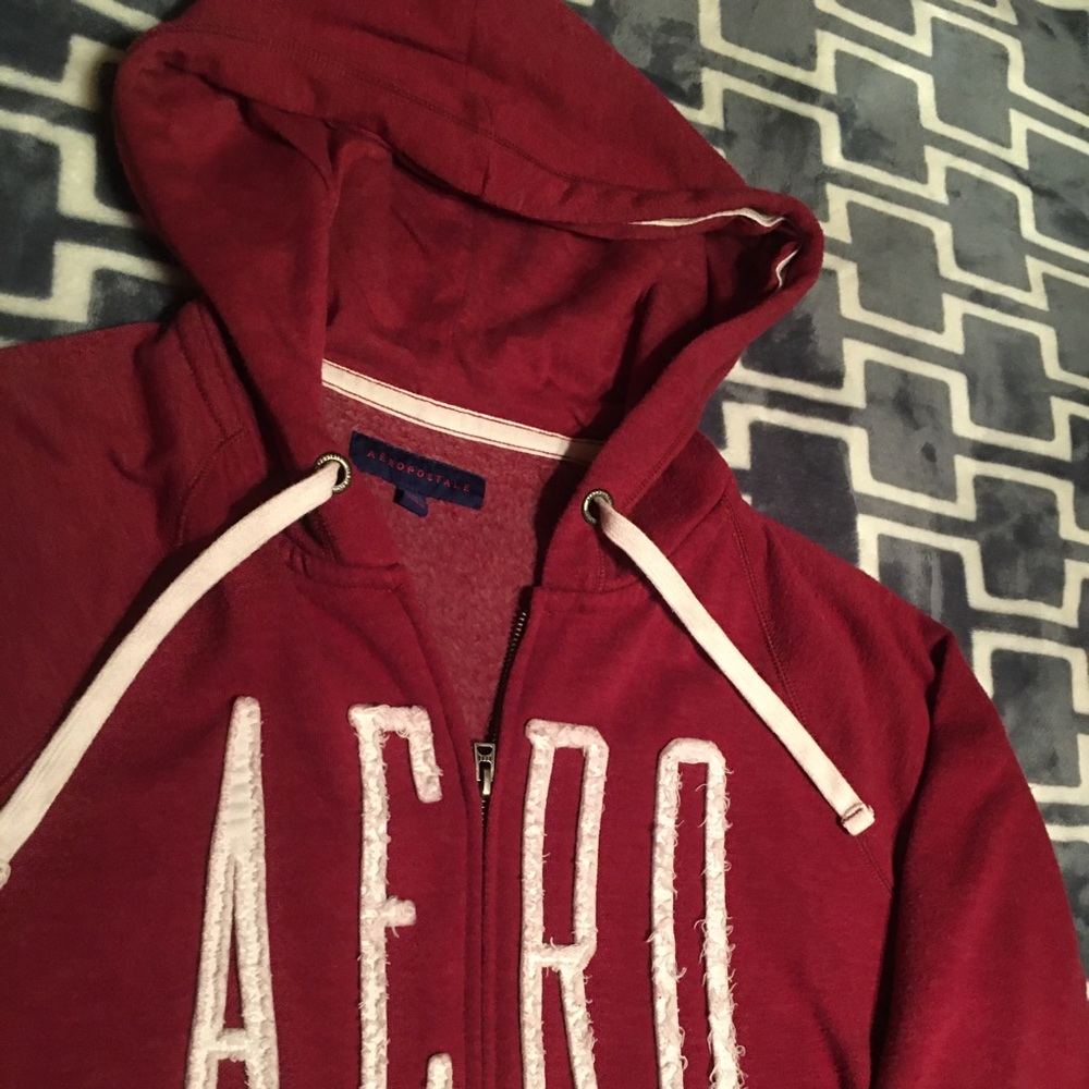 Aeropostale Women's Burgundy Zip-Up Hoodie
